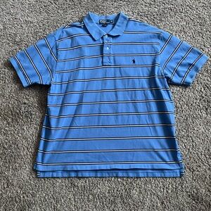 Vintage Men’s Polo Ralph Lauren Polo Blue Striped Shirt Size 2XB Big 100% cotton